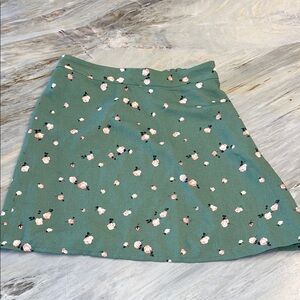 Nordstrom BP Green Floral A-Line Skirt Small